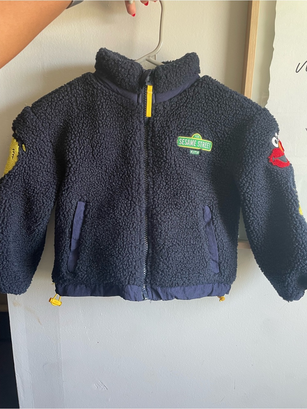 Kith Navy Sherpa Puffer Jacket with Sesame Street Patch